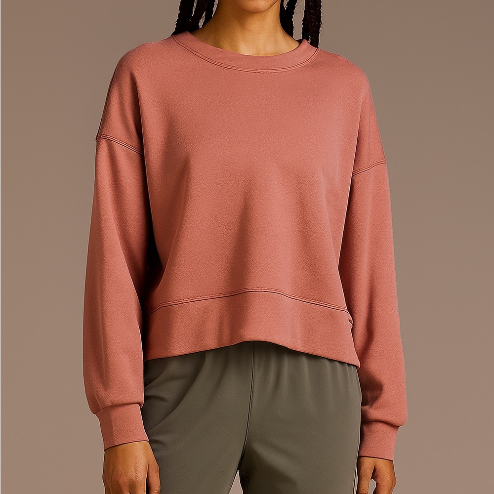 Lululemon Softstreme Perfectly Oversized Cropped Crew - Size 4 - Pink Tide